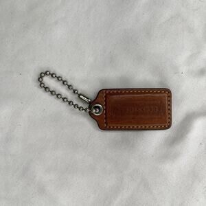 Coach Leather Handbag Charm key fob bag charm hangtag tag, brown